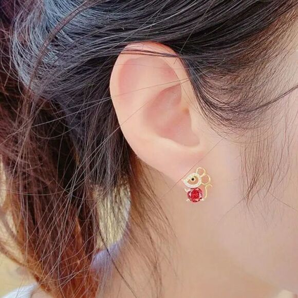 Mouse earrings 14k gold - Picture 3 of 8